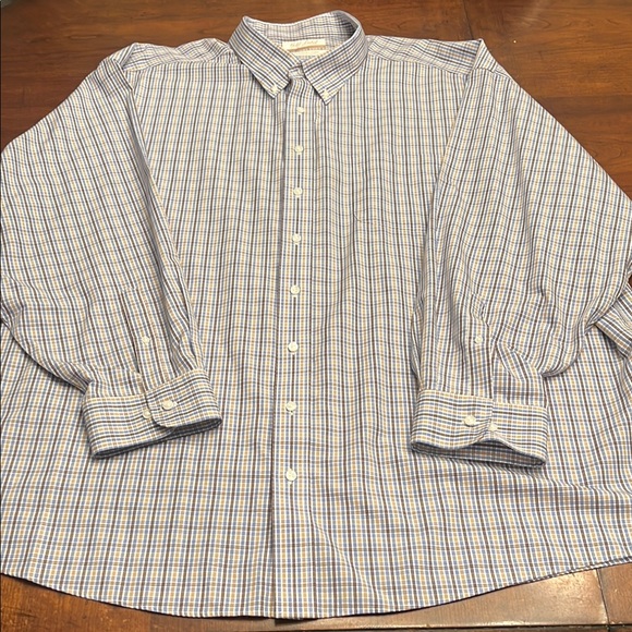Roundtree & Yorke Blue and White Casual Button Down Shirt - Picture 1 of 3
